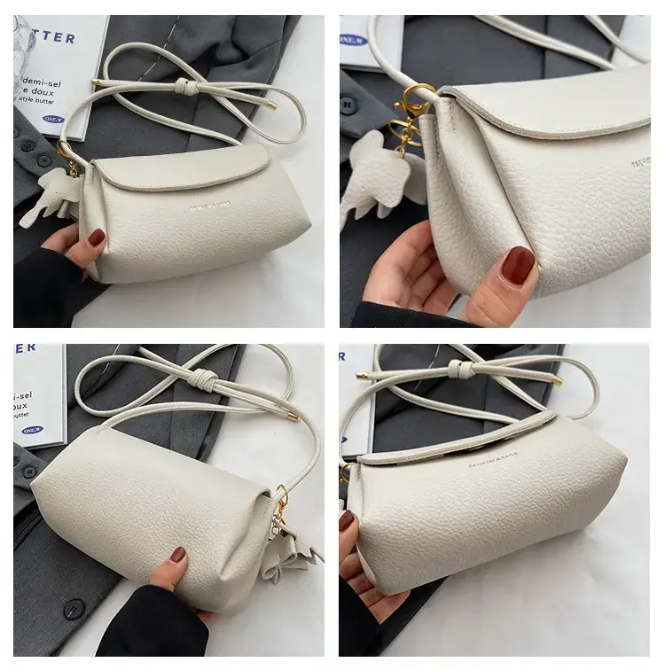Women's Beige Crossbody Shoulder Bag with Tassel — feature 33