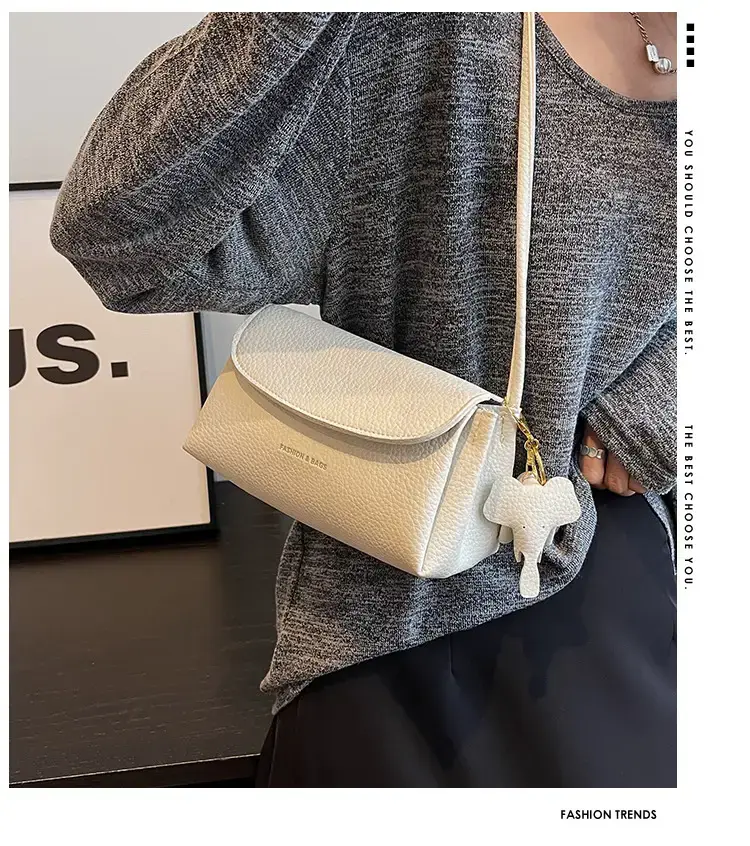 Women's Beige Crossbody Shoulder Bag with Tassel — feature 34