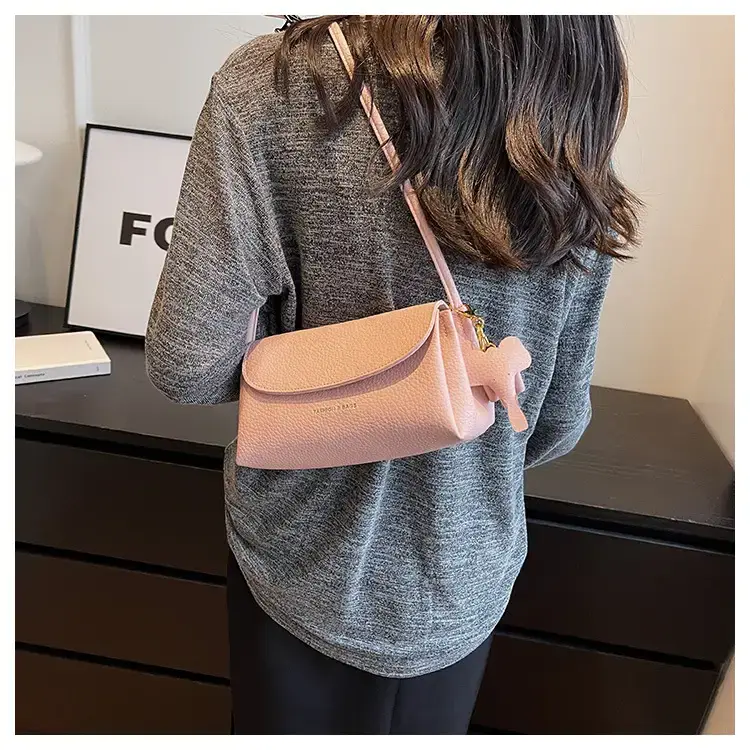 Women's Beige Crossbody Shoulder Bag with Tassel — feature 47
