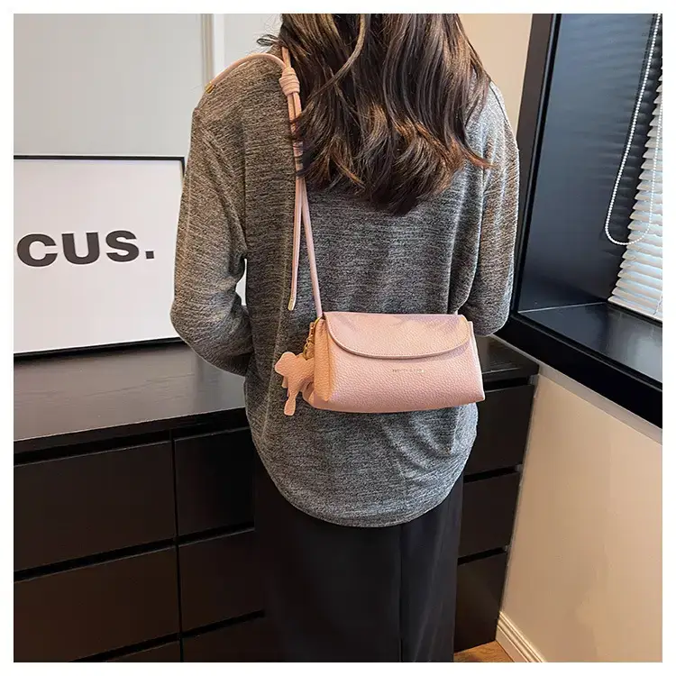 Women's Beige Crossbody Shoulder Bag with Tassel — feature 48