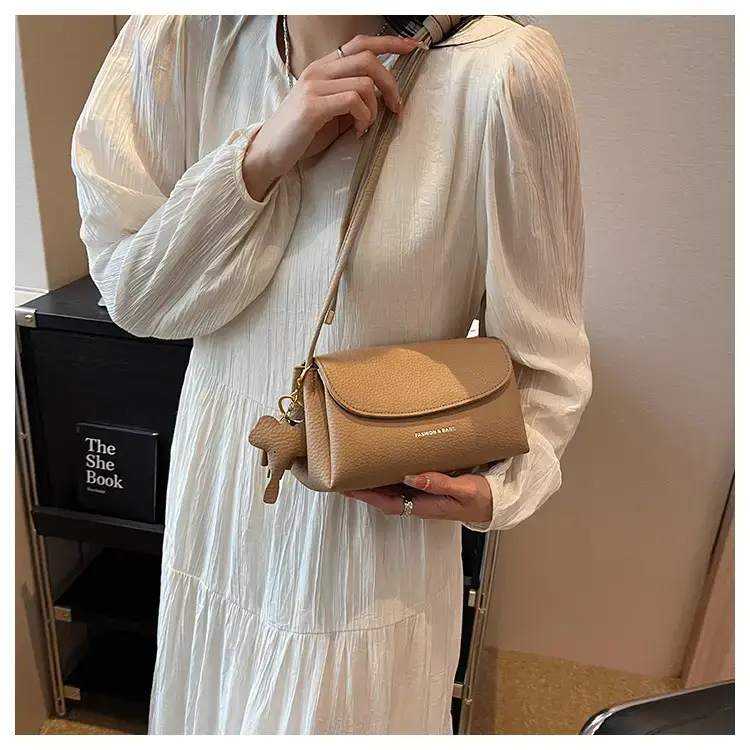 Women's Beige Crossbody Shoulder Bag with Tassel — feature 54