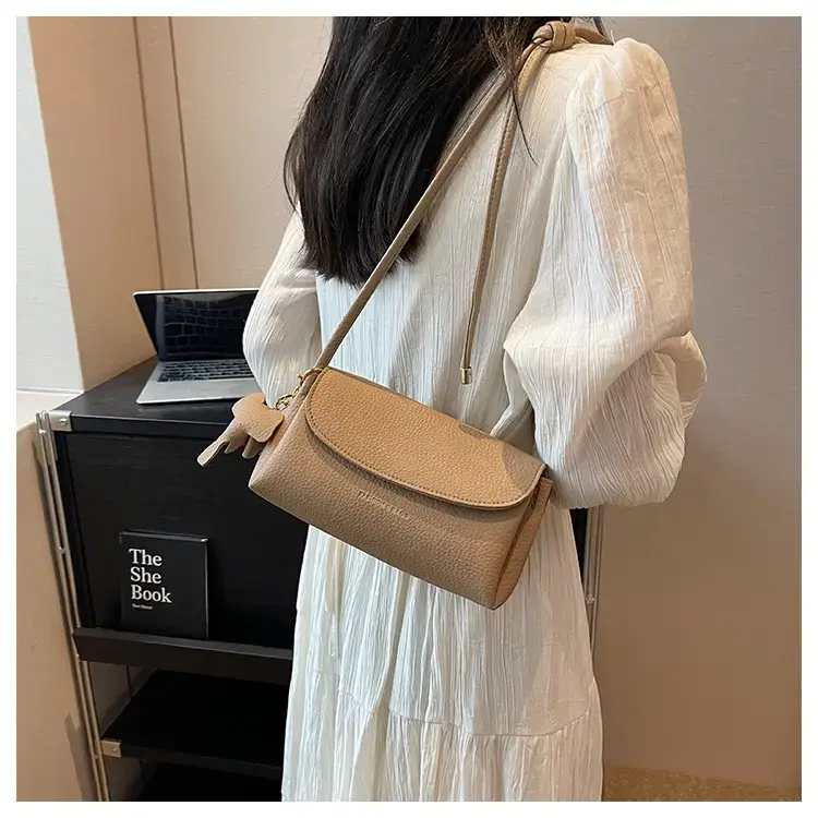Women's Beige Crossbody Shoulder Bag with Tassel — feature 55