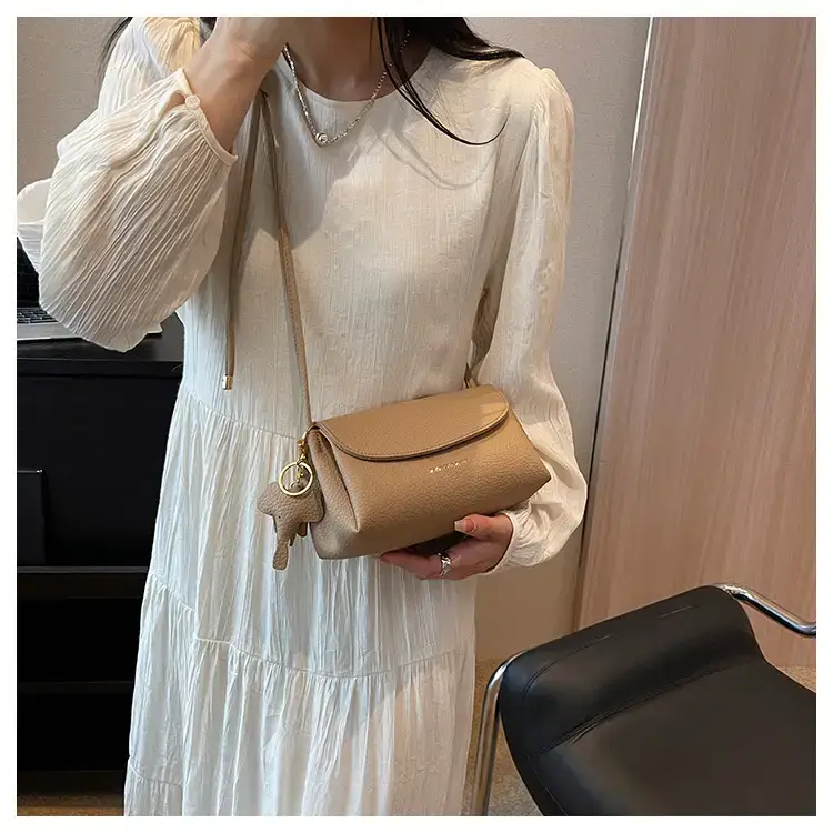 Women's Beige Crossbody Shoulder Bag with Tassel — feature 57