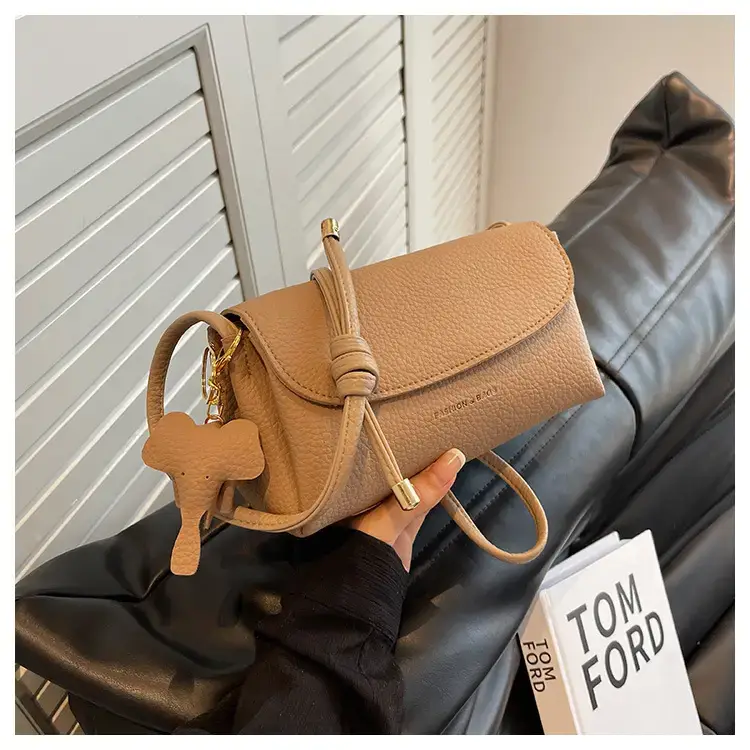 Women's Beige Crossbody Shoulder Bag with Tassel — feature 59