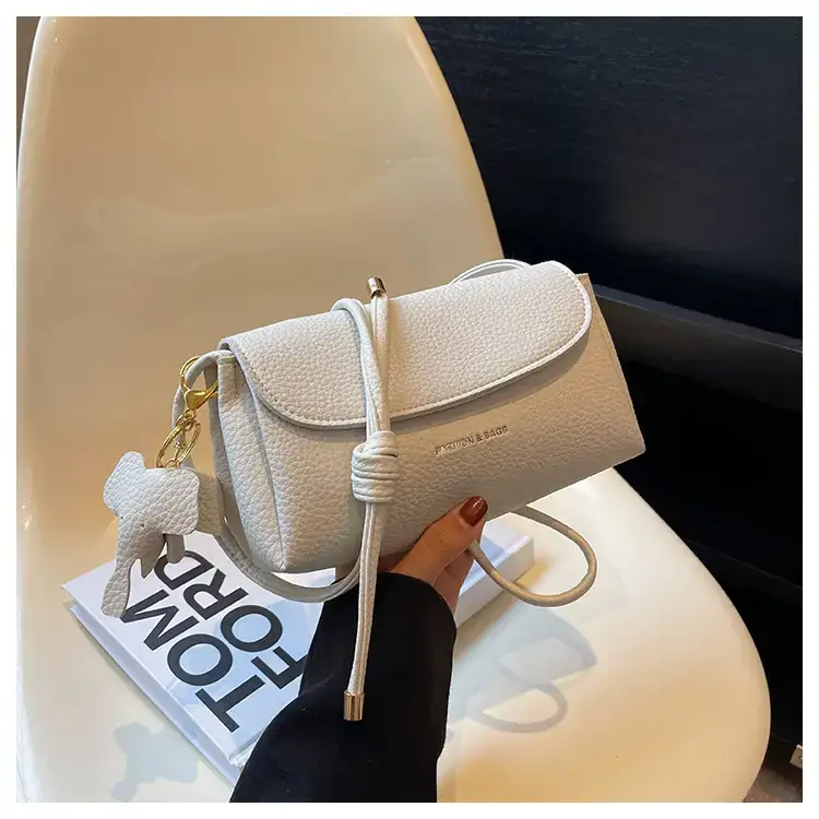 Women's Beige Crossbody Shoulder Bag with Tassel — feature 65