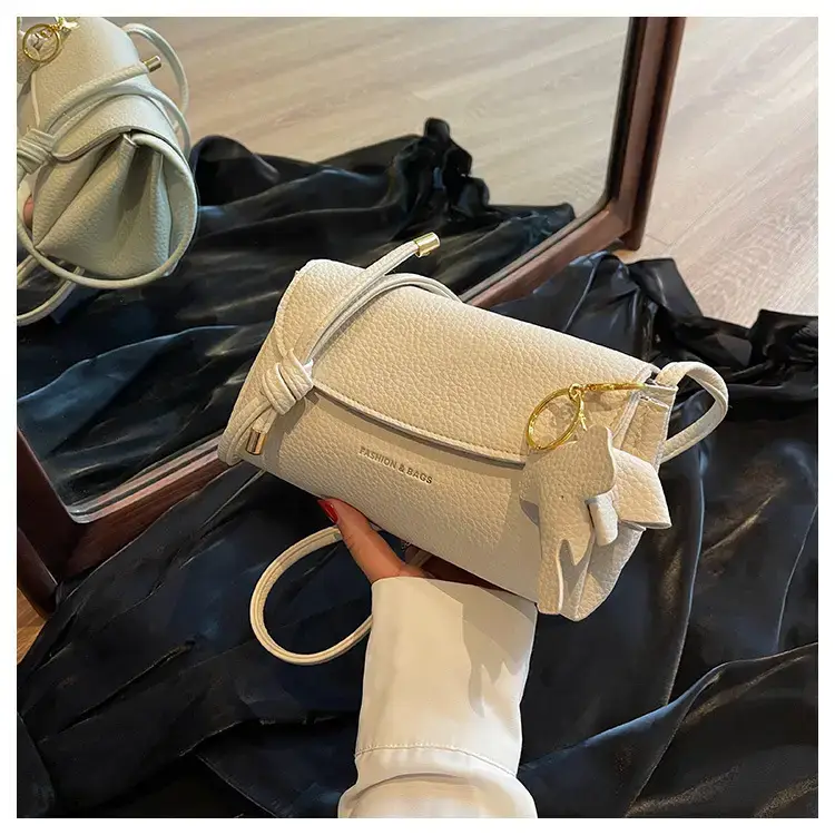 Women's Beige Crossbody Shoulder Bag with Tassel — feature 67