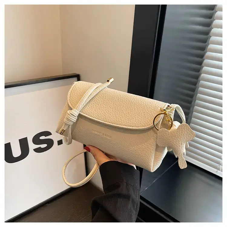 Women's Beige Crossbody Shoulder Bag with Tassel — feature 68