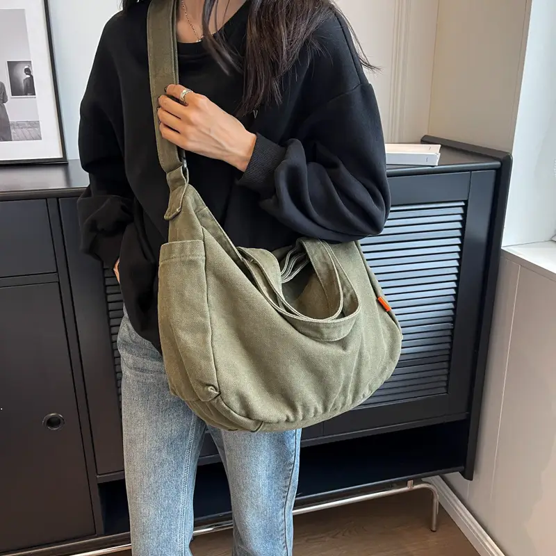 Large Canvas Commuter Bag for Women Tan - Image 7