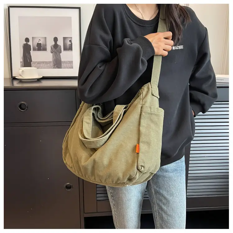 Large Canvas Commuter Bag for Women Tan — feature 12