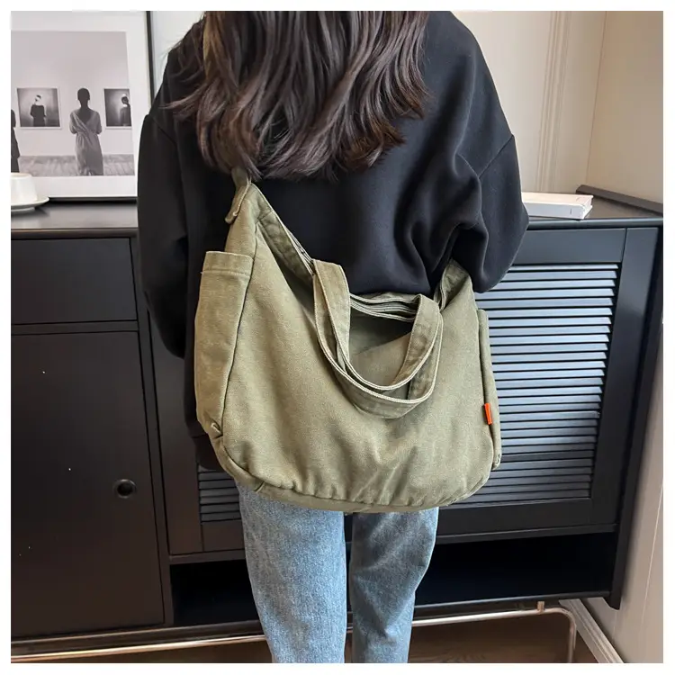 Large Canvas Commuter Bag for Women Tan — feature 13