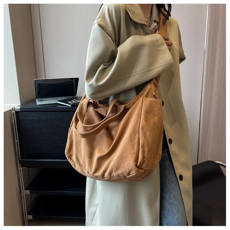 Large Canvas Commuter Bag for Women Tan — feature 6