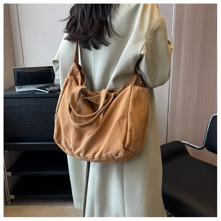 Large Canvas Commuter Bag for Women Tan — feature 7