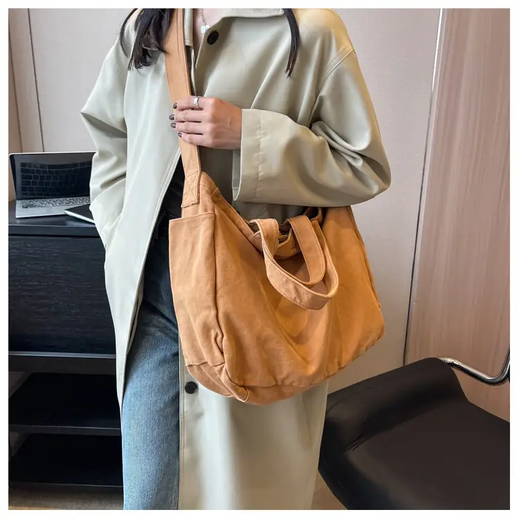 Large Canvas Commuter Bag for Women Tan — feature 8