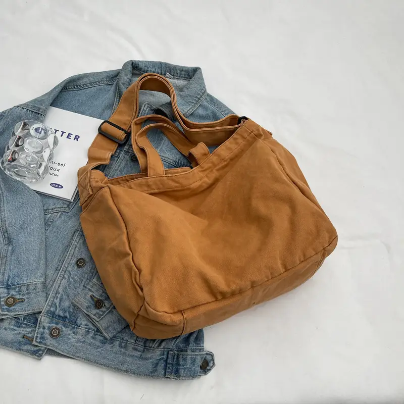 Large Canvas Commuter Bag for Women Tan - Image 3