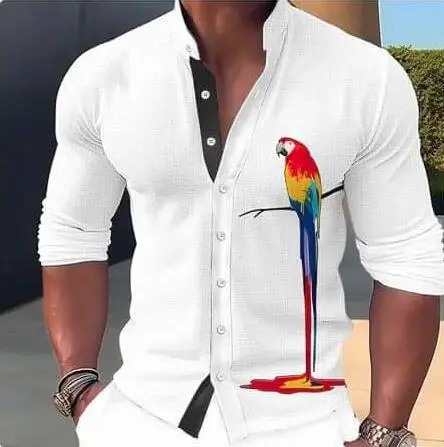 Men's Light Blue Button Collar Long Sleeve Shirt - Image 5