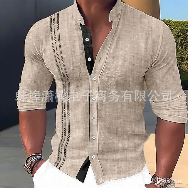 Men's Light Blue Button Collar Long Sleeve Shirt - Image 6