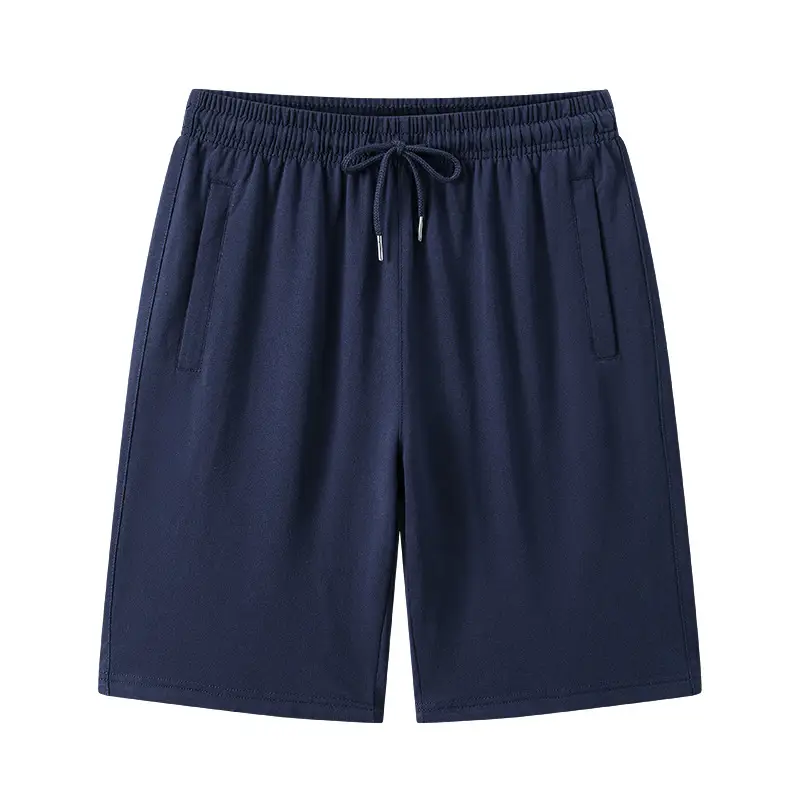 Men Navy Blue Loose Cotton Shorts Summer Casual - Image 2