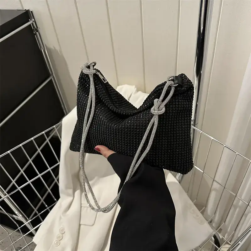 2023 Rhinestone Women's Shoulder Bag with Zipper Closure - Image 5