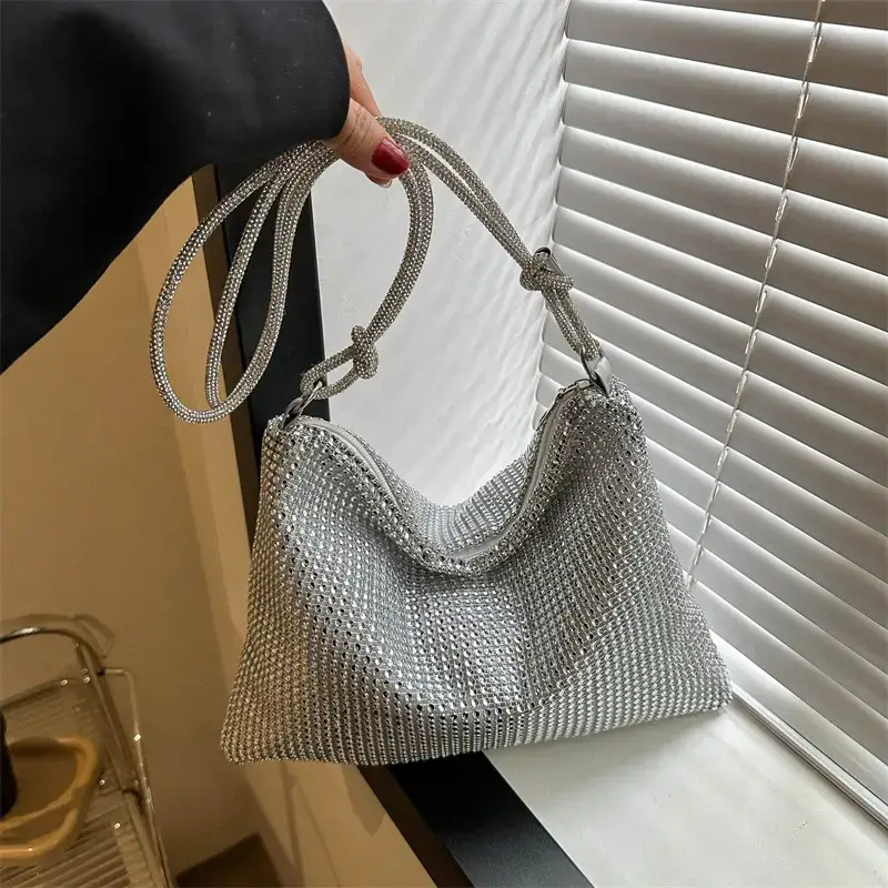 2023 Rhinestone Women's Shoulder Bag with Zipper Closure - Image 7