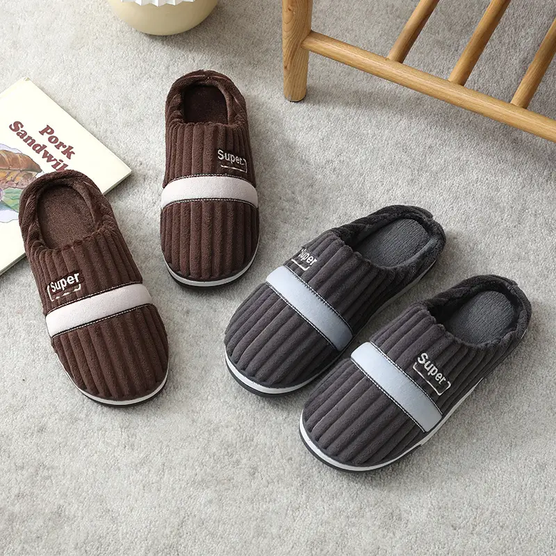Winter Men's Large Size Cotton Slippers, Indoor Home Non-Slip, Sweat-Absorbent, Warm, Thickened Slippers, Extra Thick, Wear-Resistant, Warm Fleece - Image 6