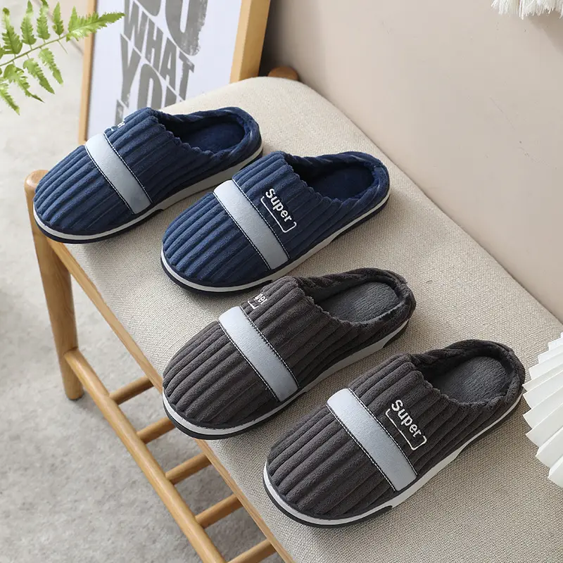 Winter Men's Large Size Cotton Slippers, Indoor Home Non-Slip, Sweat-Absorbent, Warm, Thickened Slippers, Extra Thick, Wear-Resistant, Warm Fleece - Image 7