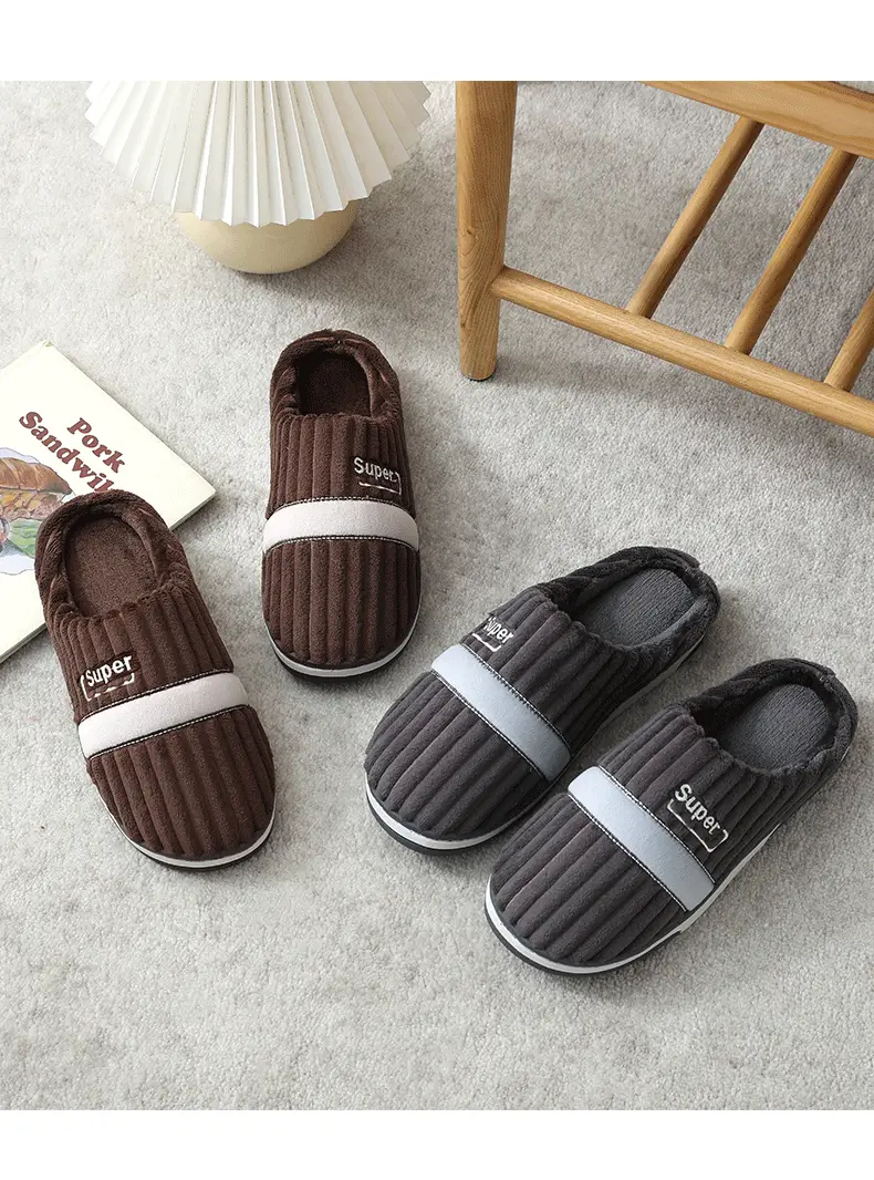 Winter Men's Large Size Cotton Slippers, Indoor Home Non-Slip, Sweat-Absorbent, Warm, Thickened Slippers, Extra Thick, Wear-Resistant, Warm Fleece — feature 13