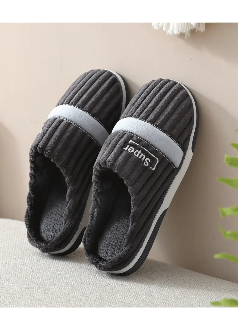Winter Men's Large Size Cotton Slippers, Indoor Home Non-Slip, Sweat-Absorbent, Warm, Thickened Slippers, Extra Thick, Wear-Resistant, Warm Fleece — feature 5