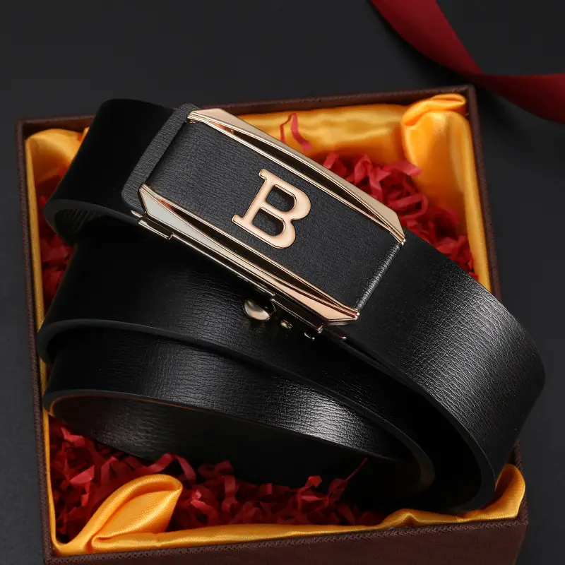 Men's Brown Cowhide Belt with Gold Plated Buckle