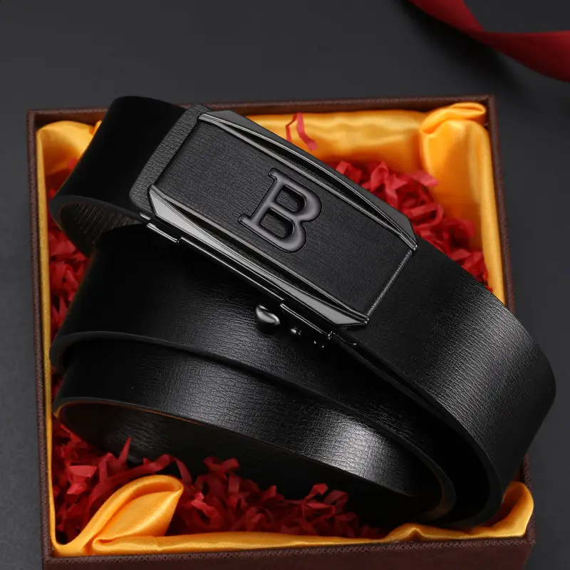 Men's Brown Cowhide Belt with Gold Plated Buckle