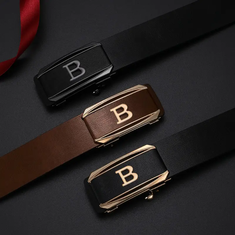 Men's Brown Cowhide Belt with Gold Plated Buckle