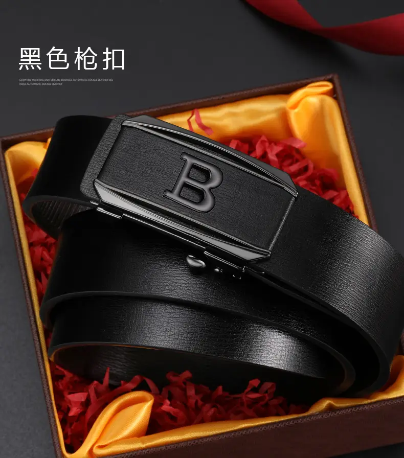 Men's Brown Cowhide Belt with Gold Plated Buckle — feature 17