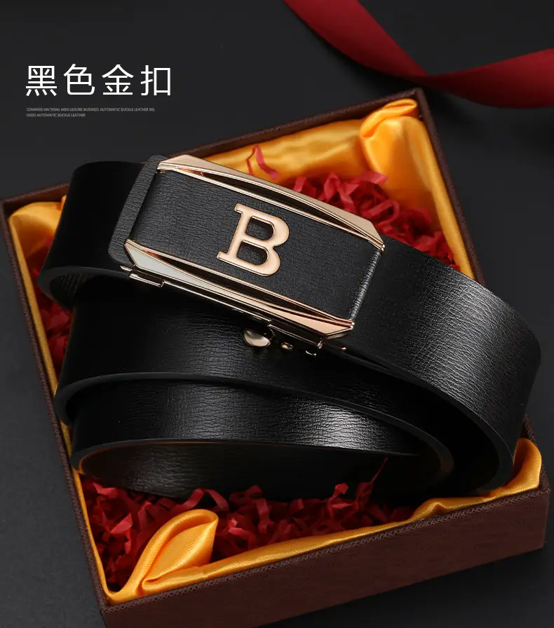 Men's Brown Cowhide Belt with Gold Plated Buckle — feature 20