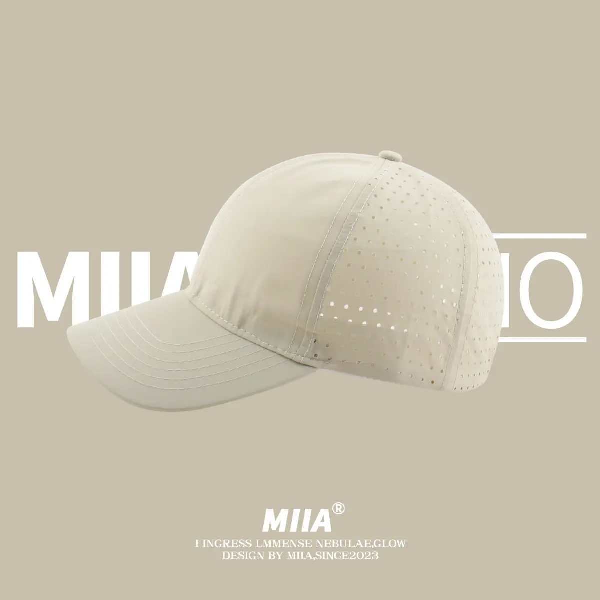 Women's Beige Peaked Cap with Mesh Back for Summer Sports - Image 3