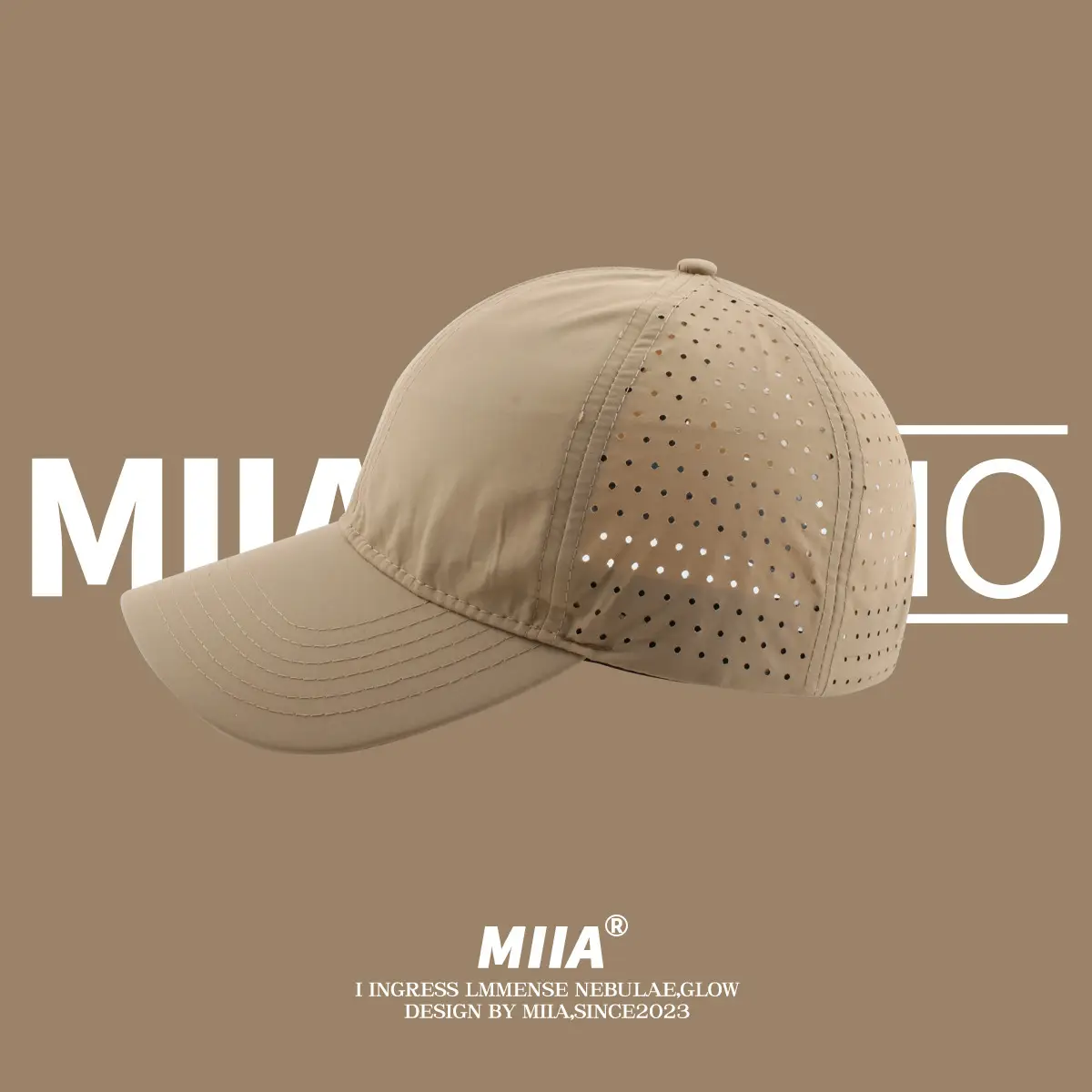 Women's Beige Peaked Cap with Mesh Back for Summer Sports - Image 5