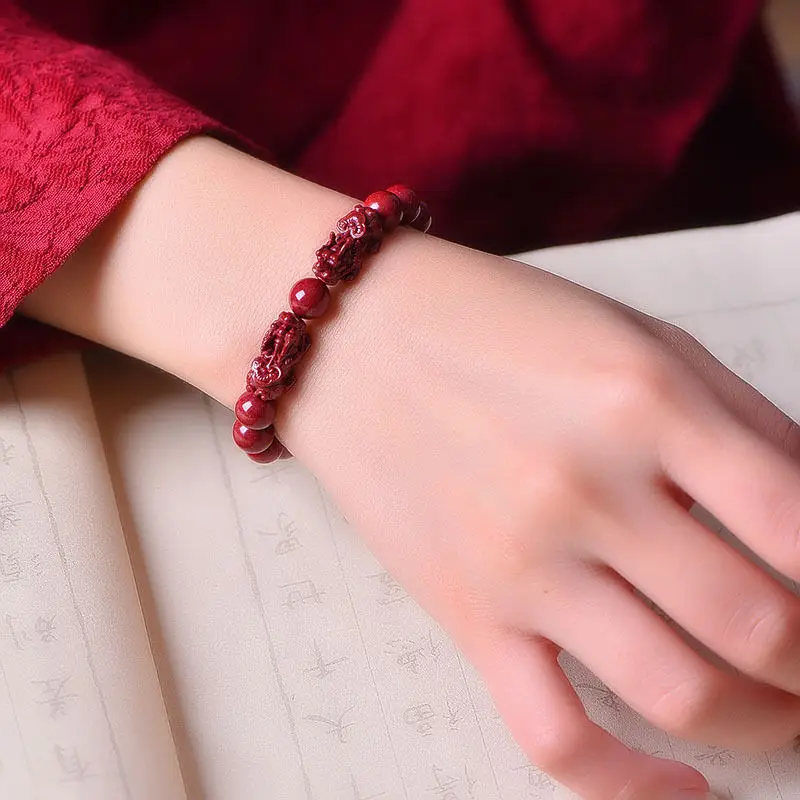 Cinnabar Pixiu Bracelet for Men Purple Gold Sand Couple Jewelry - Image 5
