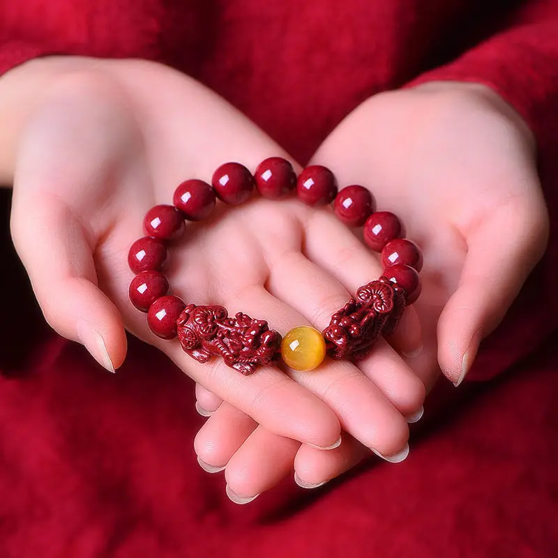 Cinnabar Pixiu Bracelet for Men Purple Gold Sand Couple Jewelry - Image 6