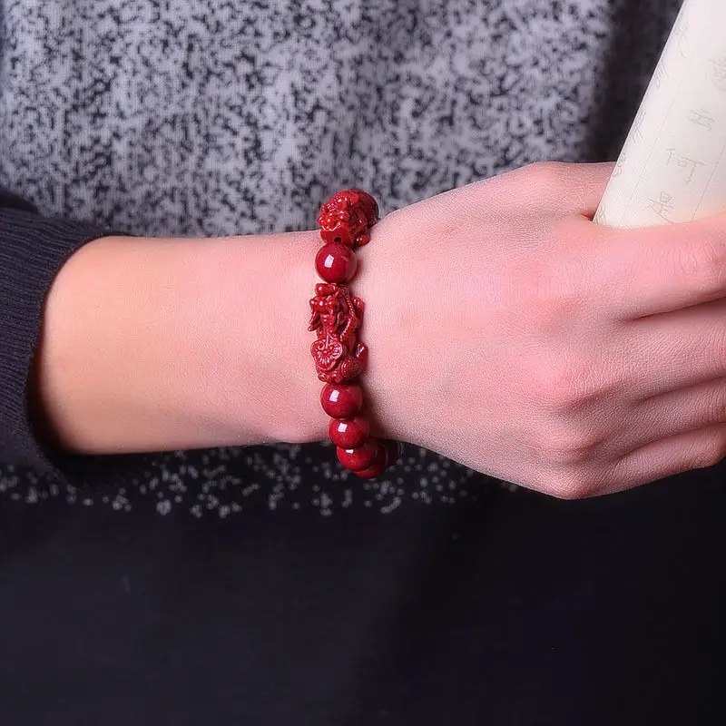Cinnabar Pixiu Bracelet for Men Purple Gold Sand Couple Jewelry - Image 7