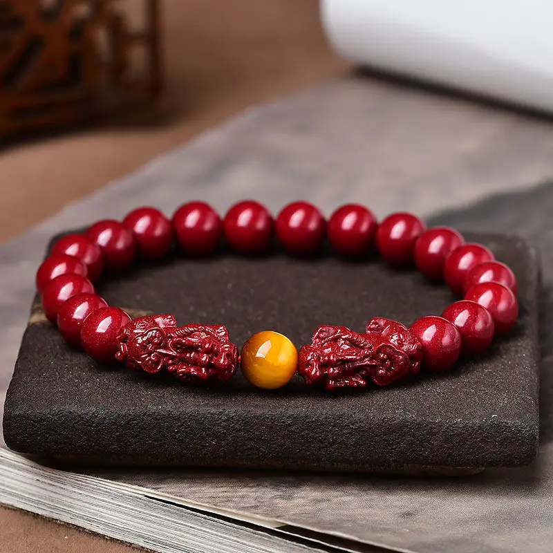 Cinnabar Pixiu Bracelet for Men Purple Gold Sand Couple Jewelry - Image 2