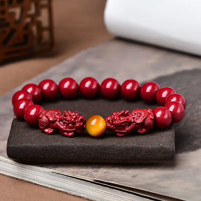 Cinnabar Pixiu Bracelet for Men Purple Gold Sand Couple Jewelry - Image 3