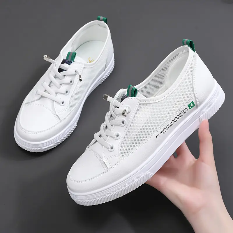 White Women's Hollow Out Board Shoes 2023 - Image 5