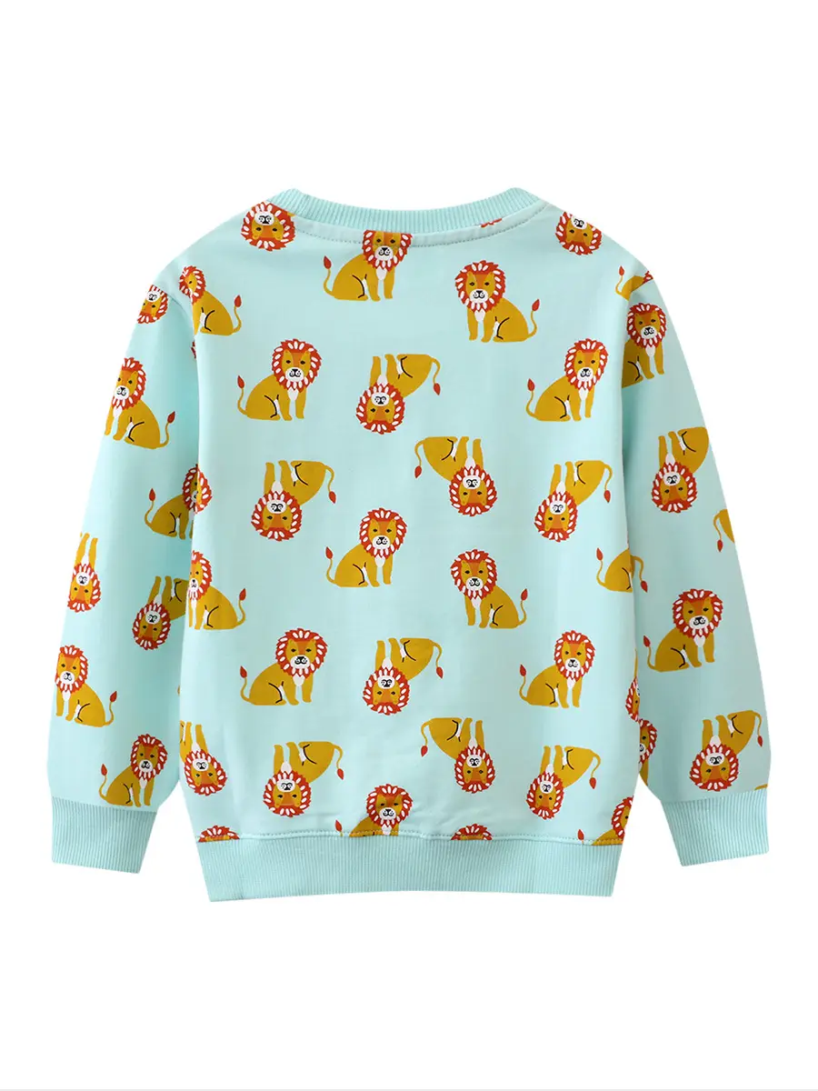 Boys' Light Blue Lion Print Sweatshirt Long Sleeve 2026 - Image 6