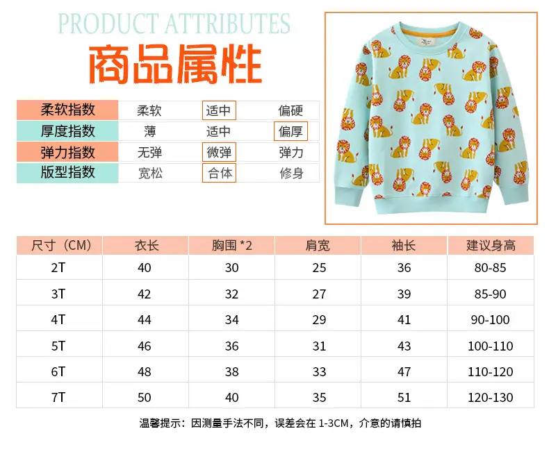 Boys' Light Blue Lion Print Sweatshirt Long Sleeve 2026 — feature 2