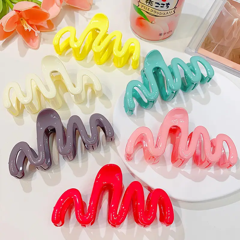 Candy Color Simple Wave Hair Clips for Girls Women
