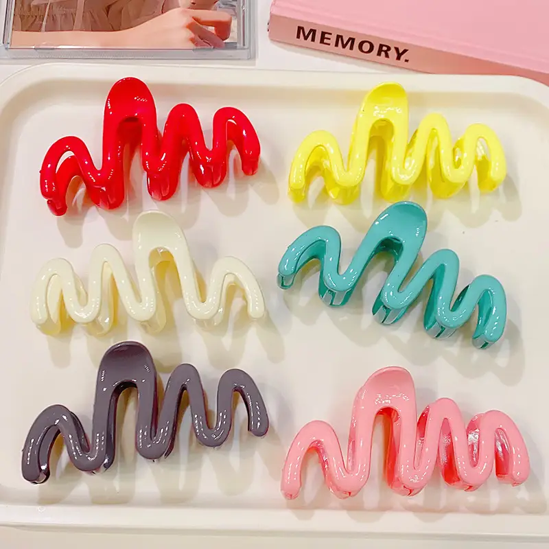 Candy Color Simple Wave Hair Clips for Girls Women