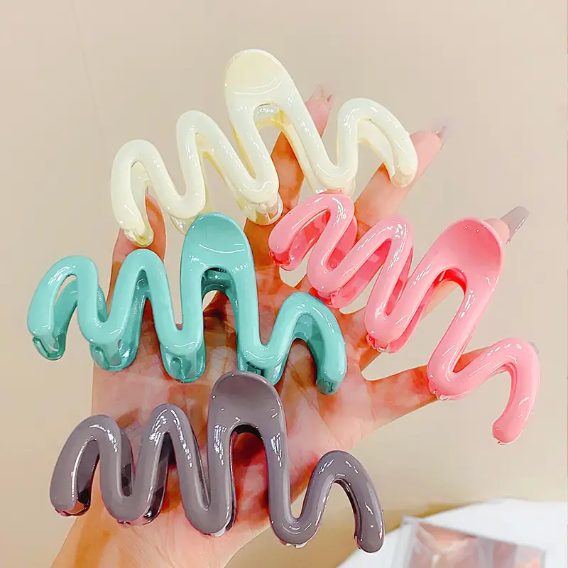Candy Color Simple Wave Hair Clips for Girls Women