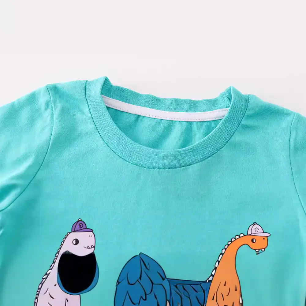 Boys Cotton Long Sleeve T-shirt Cartoon Print Turquoise - Image 2