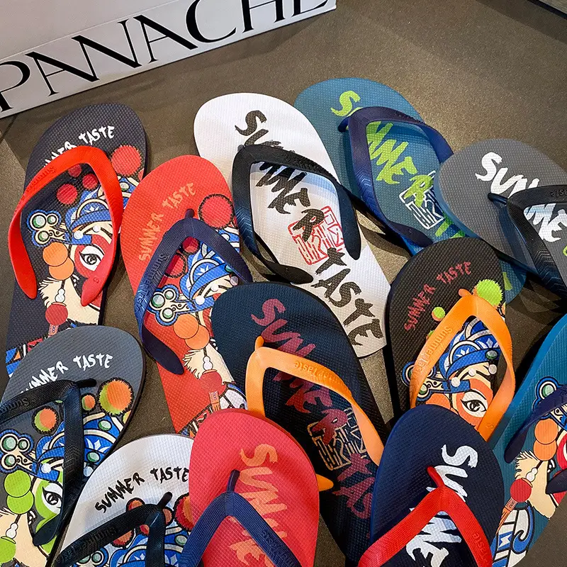 Men's Red Cartoon Flip-Flops Summer Outdoor