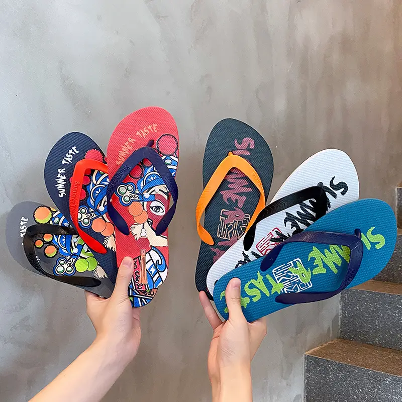 Men's Red Cartoon Flip-Flops Summer Outdoor