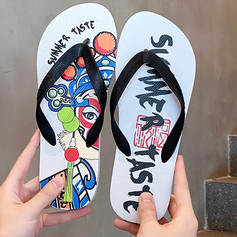 Men's Red Cartoon Flip-Flops Summer Outdoor