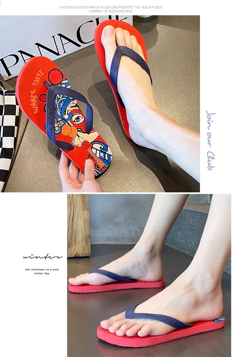 Men's Red Cartoon Flip-Flops Summer Outdoor — feature 14